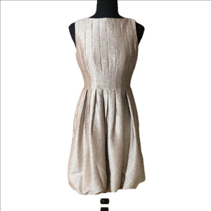 Maggy London Gold Pleated Midi Dress  Size 6